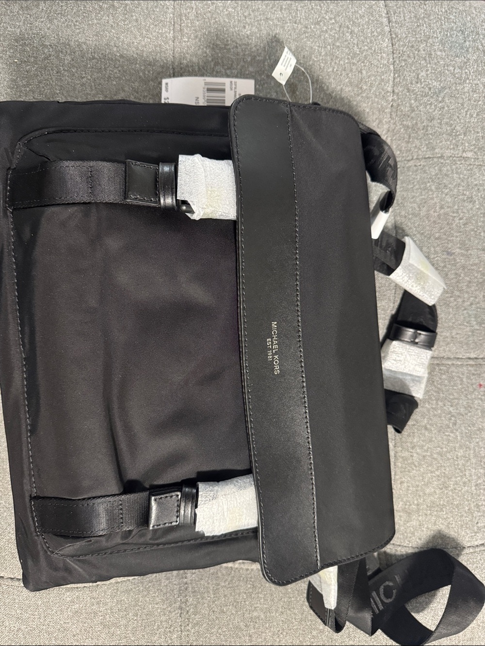 Michael Kors Black Nylon & Leather Messenger Bag